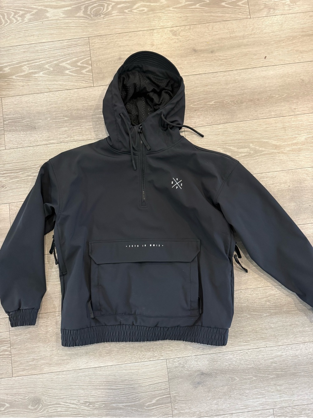 DOPE Men's Black Pullover Windbreaker with Hood